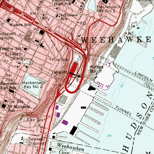 Topographic Map of Lincoln Tunnel Heliport, NJ