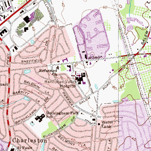 Topographic Map of Rancocas Hospital Heliport, NJ