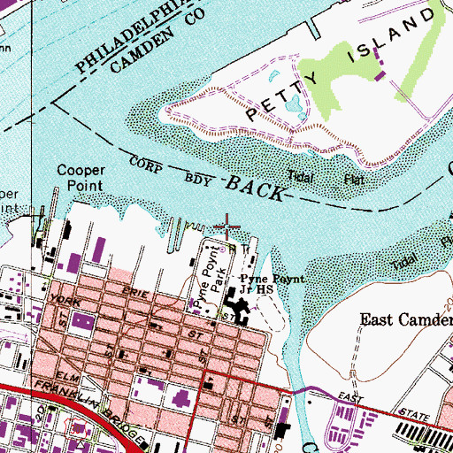 Topographic Map of WSSJ-AM (Camden), NJ