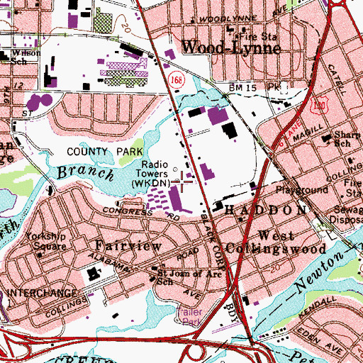 Topographic Map of WTMR-AM (Camden), NJ