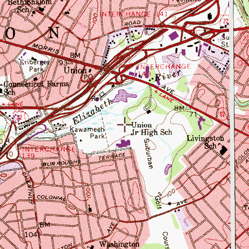 Topographic Map of WJDM-AM (Elizabeth), NJ