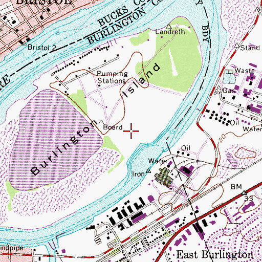 Topographic Map of WJJZ-AM (Mount Holly), NJ