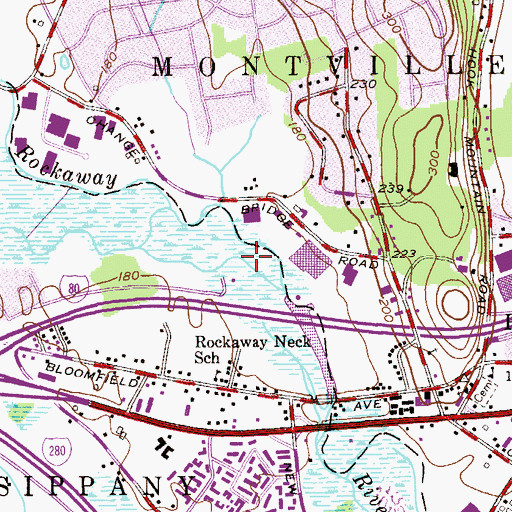 Topographic Map of WXMC-AM (Parsippany-Troy Hill), NJ