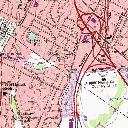 Topographic Map of WPAT-AM (Paterson), NJ