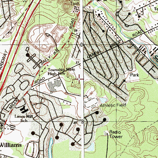 Topographic Map of WBGD-FM (Brick), NJ