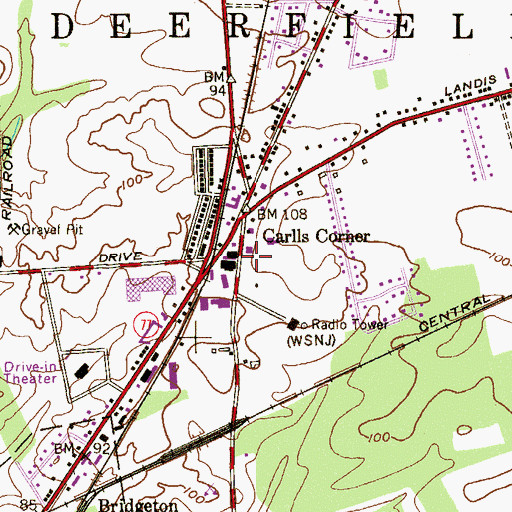 Topographic Map of WSNJ-FM (Bridgeton), NJ