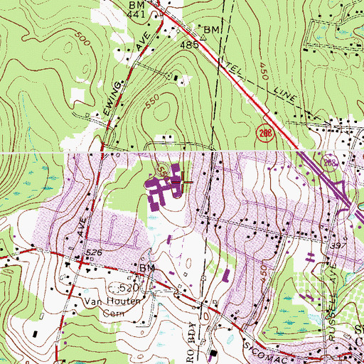 Topographic Map of WRRH-FM (Franklin Lakes), NJ