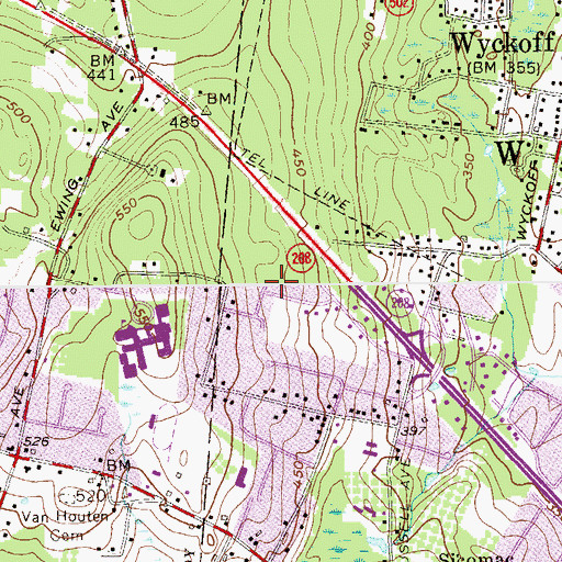Topographic Map of WRRH-FM (Franklin Lakes), NJ