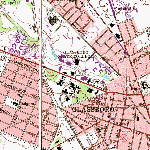 Topographic Map of WGLS-FM (Glassboro), NJ