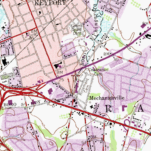 Topographic Map of WCNJ-FM (Hazlet), NJ