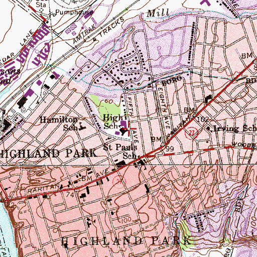 Topographic Map of WVHP-FM (Highland Park), NJ