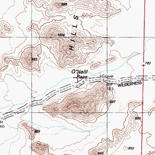 Topographic Map of O'Neill Pass, AZ