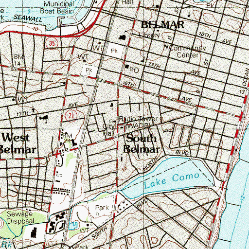 Topographic Map of WADB-FM (Point Pleasant), NJ