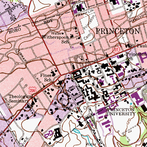 Topographic Map of WPRB-FM (Princeton), NJ