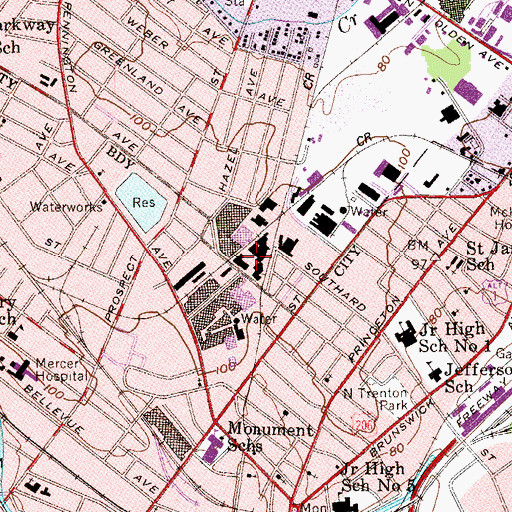 Topographic Map of WPST-FM (Trenton), NJ