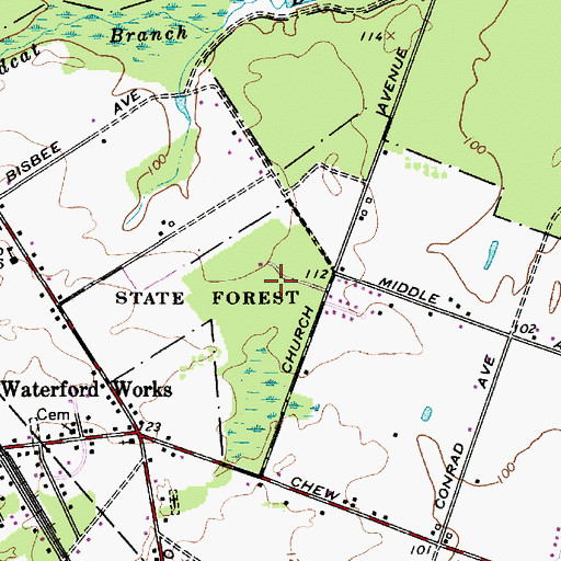 Topographic Map of WNJS-TV (Camden), NJ
