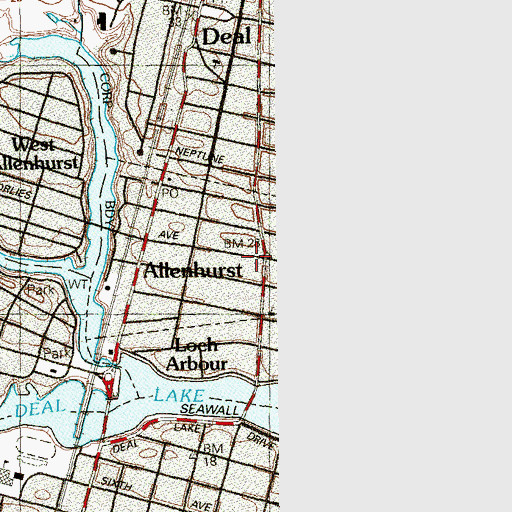 Topographic Map of Borough of Allenhurst, NJ