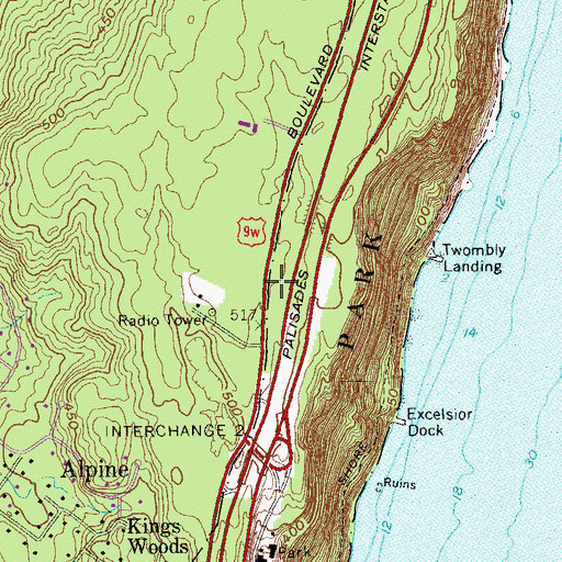 Topographic Map of Borough of Alpine, NJ