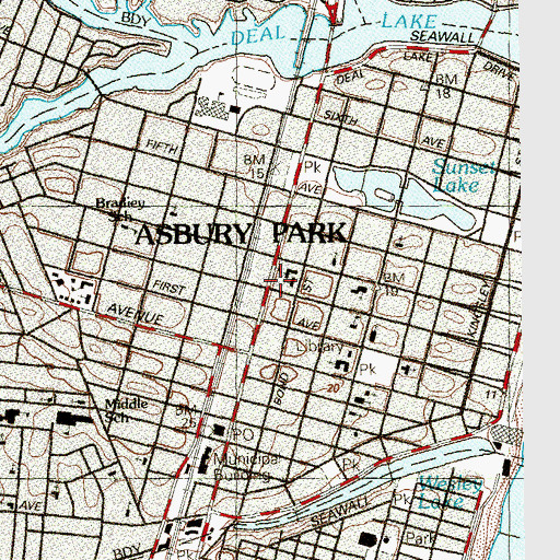 Topographic Map of City of Asbury Park, NJ