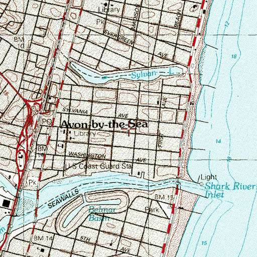 Topographic Map of Borough of Avon-by-the-Sea, NJ