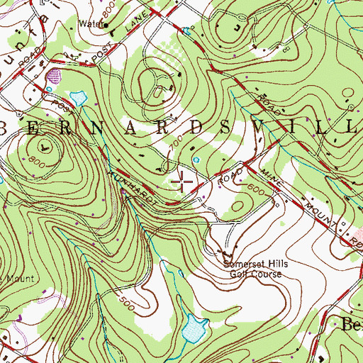 Topographic Map of Borough of Bernardsville, NJ