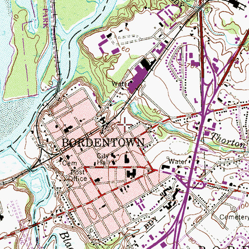 Topographic Map of City of Bordentown, NJ