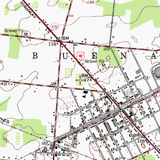Topographic Map of Borough of Buena, NJ
