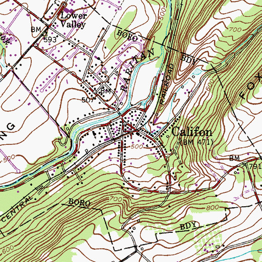 Topographic Map of Borough of Califon, NJ