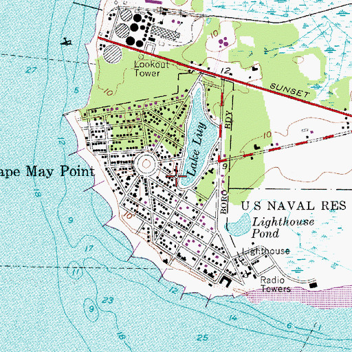 Topographic Map of Borough of Cape May Point, NJ