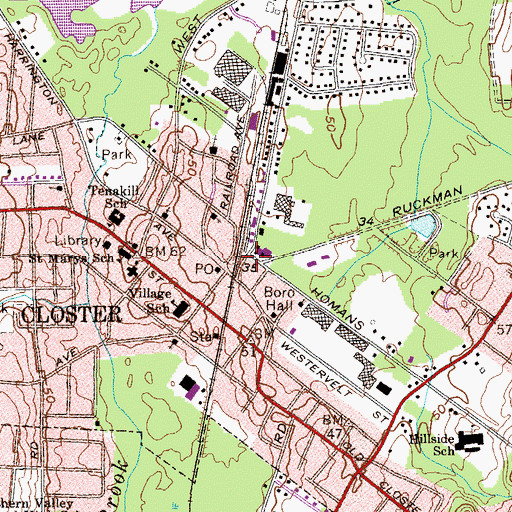 Topographic Map of Borough of Closter, NJ