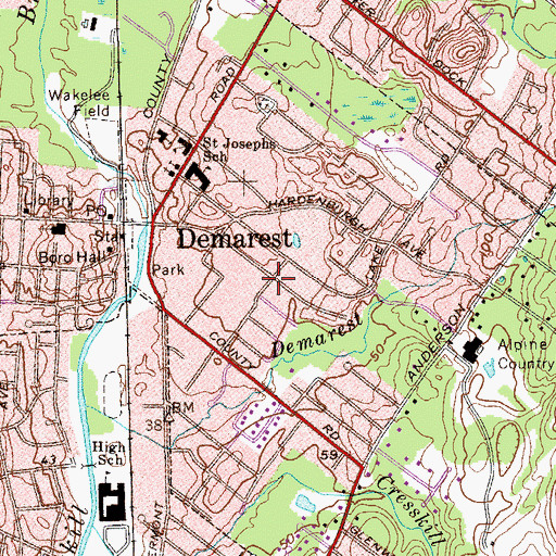Topographic Map of Borough of Demarest, NJ