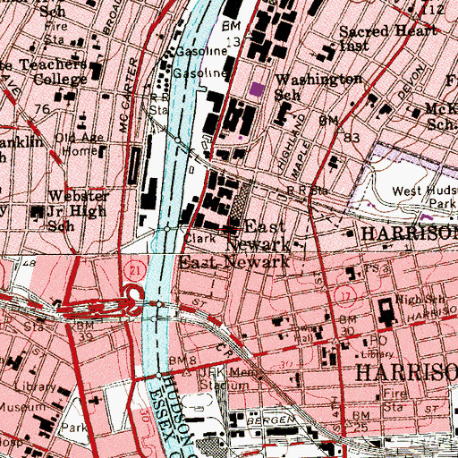Topographic Map of Borough of East Newark, NJ