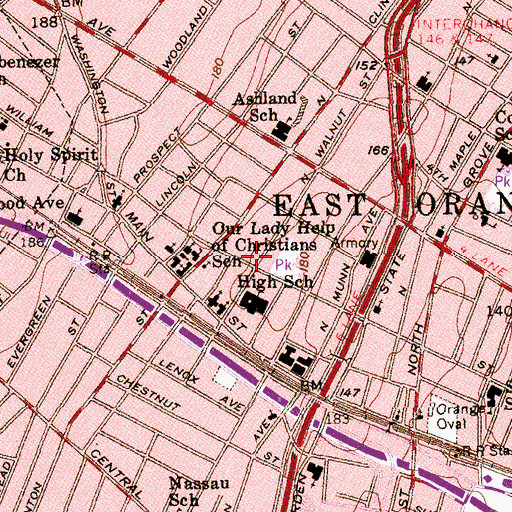 Topographic Map of City of East Orange, NJ