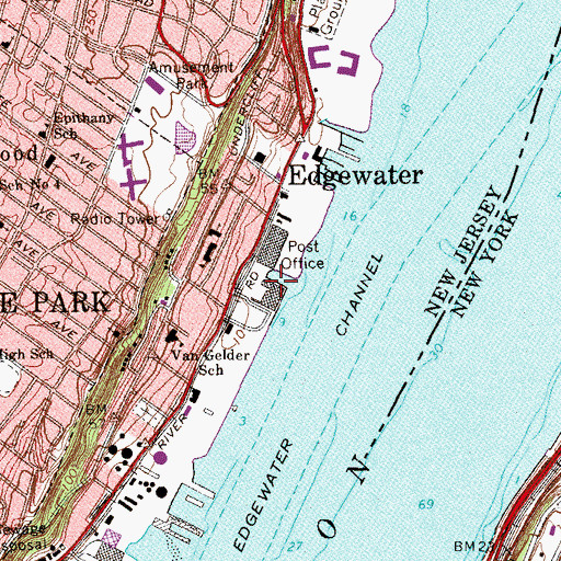 Topographic Map of Borough of Edgewater, NJ