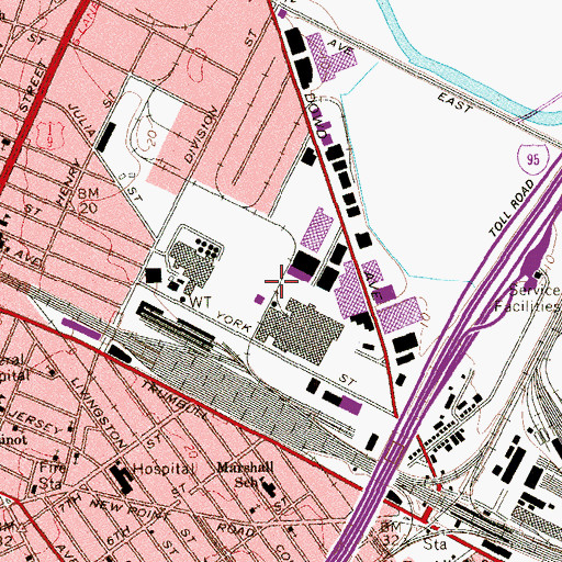 Topographic Map of City of Elizabeth, NJ
