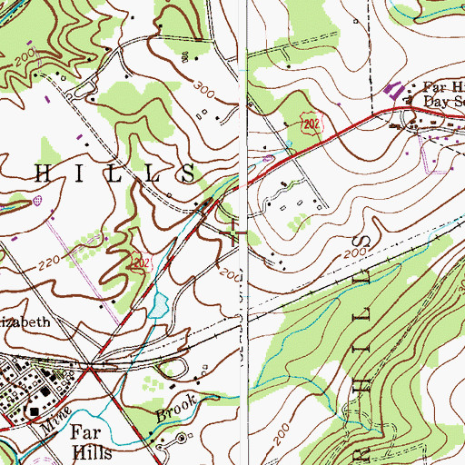 Topographic Map of Borough of Far Hills, NJ