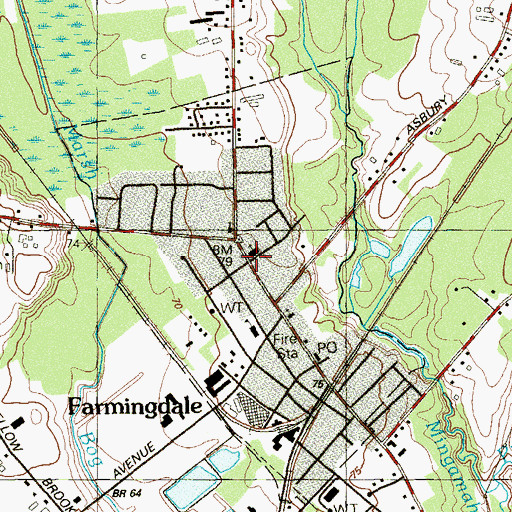 Topographic Map of Borough of Farmingdale, NJ