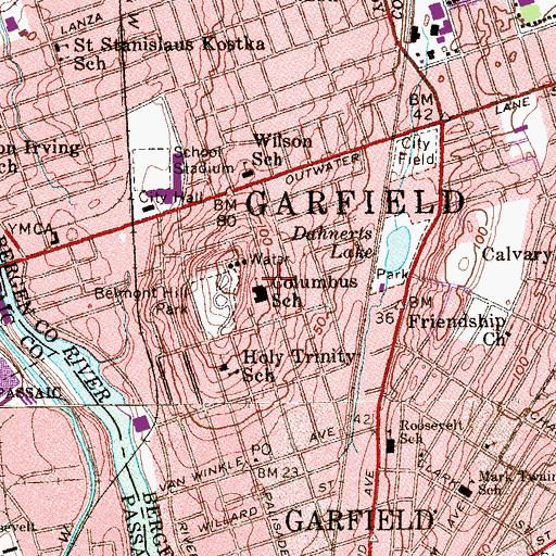 Topographic Map of City of Garfield, NJ