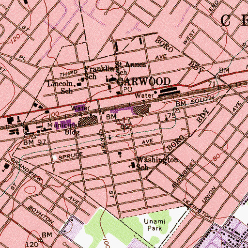 Topographic Map of Borough of Garwood, NJ