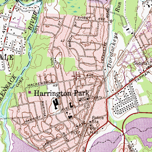 Topographic Map of Borough of Harrington Park, NJ