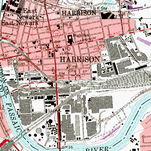 Topographic Map of Town of Harrison, NJ