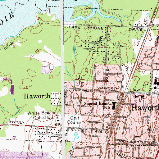 Topographic Map of Borough of Haworth, NJ