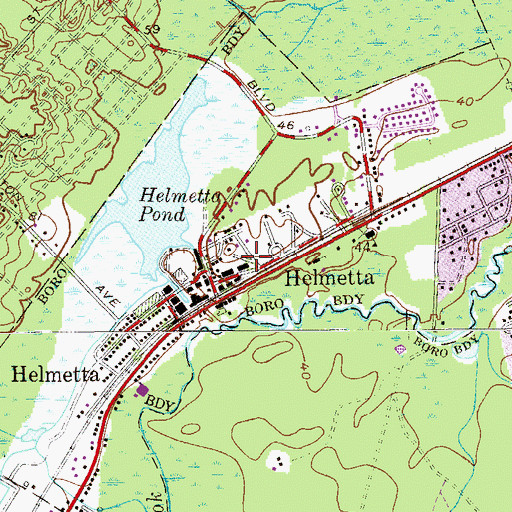 Topographic Map of Borough of Helmetta, NJ
