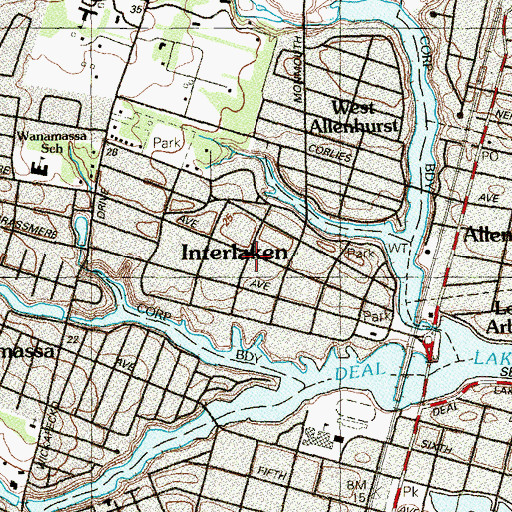 Topographic Map of Borough of Interlaken, NJ