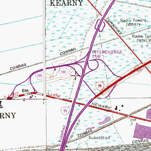 Topographic Map of Town of Kearny, NJ