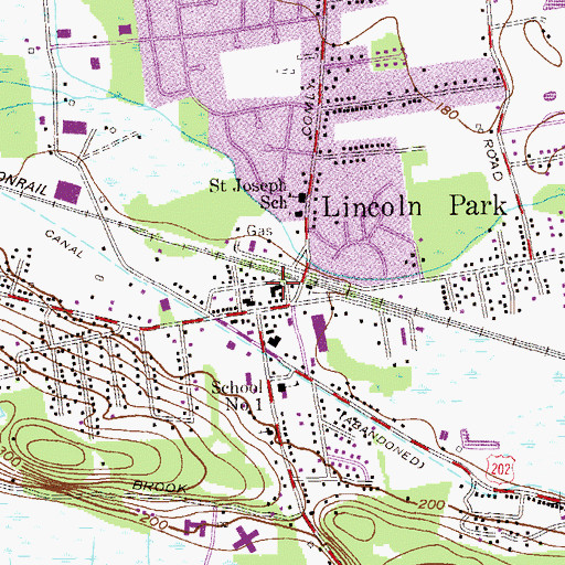 Topographic Map of Borough of Lincoln Park, NJ