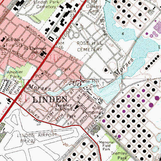 Topographic Map of City of Linden, NJ