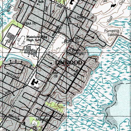 Topographic Map of City of Linwood, NJ