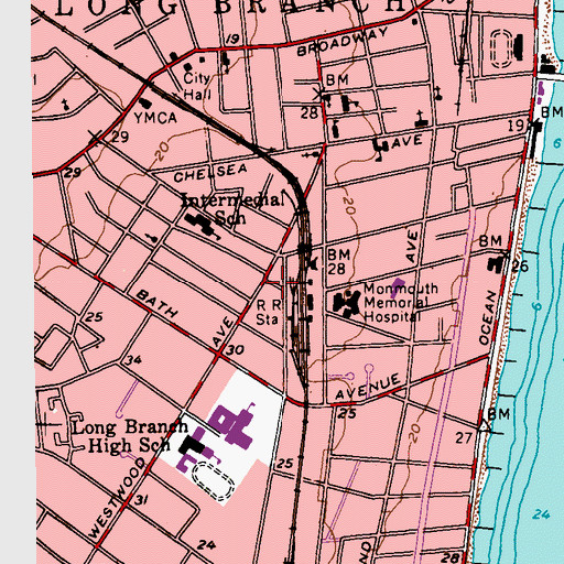 Topographic Map of City of Long Branch, NJ
