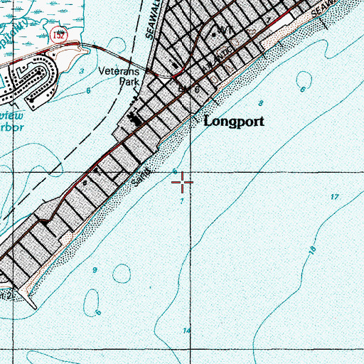 Topographic Map of Borough of Longport, NJ